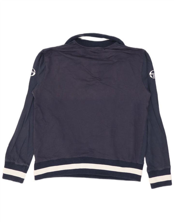 Sergio Tacchini moletom masculino gráfico com zíper e gola pequena azul marinho