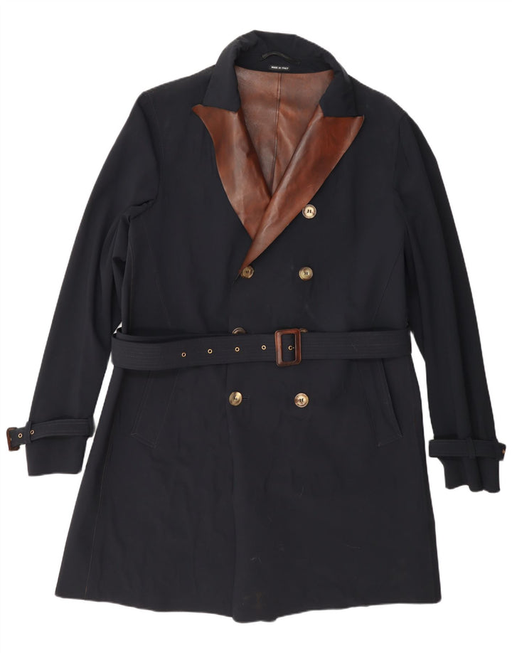 Giorgio Armani Mens Trench Coat UK 38 Médio Azul Marinho Colourblock