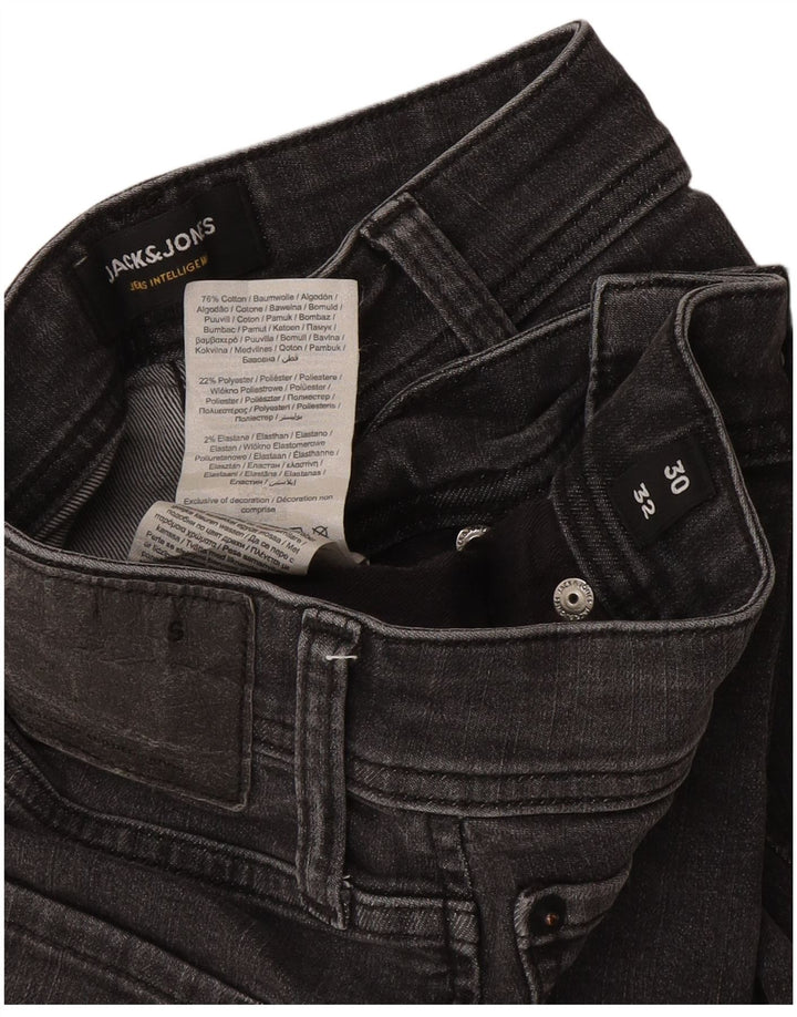 Jack & Jones Masculino GLENN Slim Jeans W30 L32 Algodão Cinza