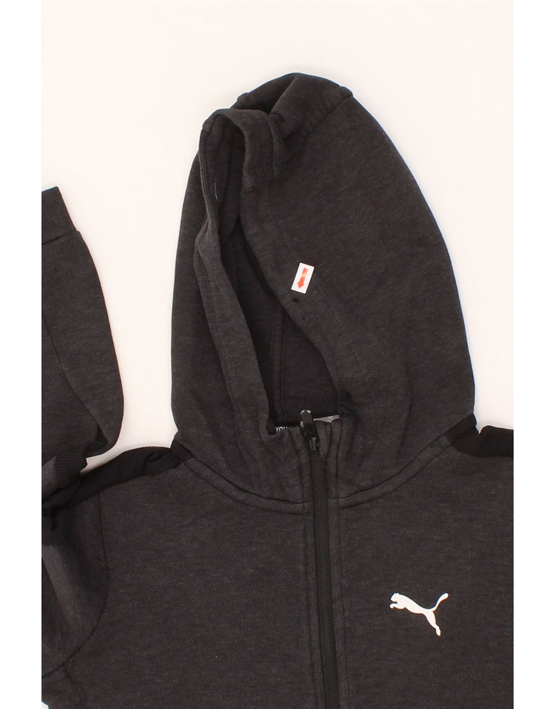 PUMA Boys Zip Hoodie Sweater 7-8 Years Small Grey Colourblock Cotton Vintage Puma and Second-Hand Puma from Messina Hembry 