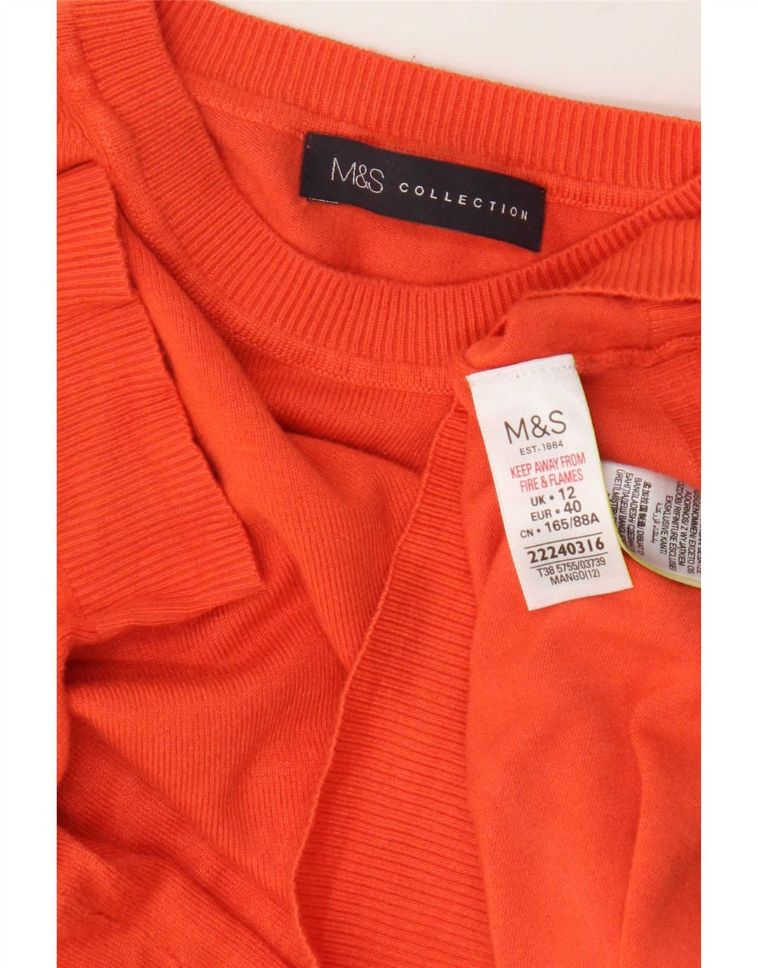 Suéter feminino Marks & Spencer com gola redonda Reino Unido 12 médio laranja