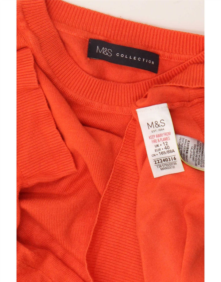 Suéter feminino Marks & Spencer com gola redonda Reino Unido 12 médio laranja