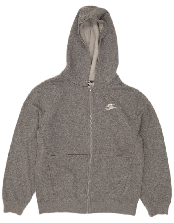 Suéter Nike Boys Zip com capuz 12-13 anos grande algodão manchado cinza