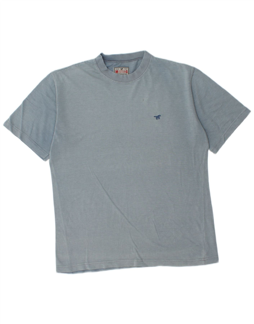 Camiseta masculina Mustang de algodão listrado azul médio