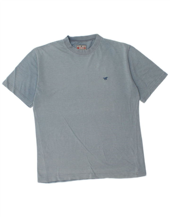 Camiseta masculina Mustang de algodão listrado azul médio