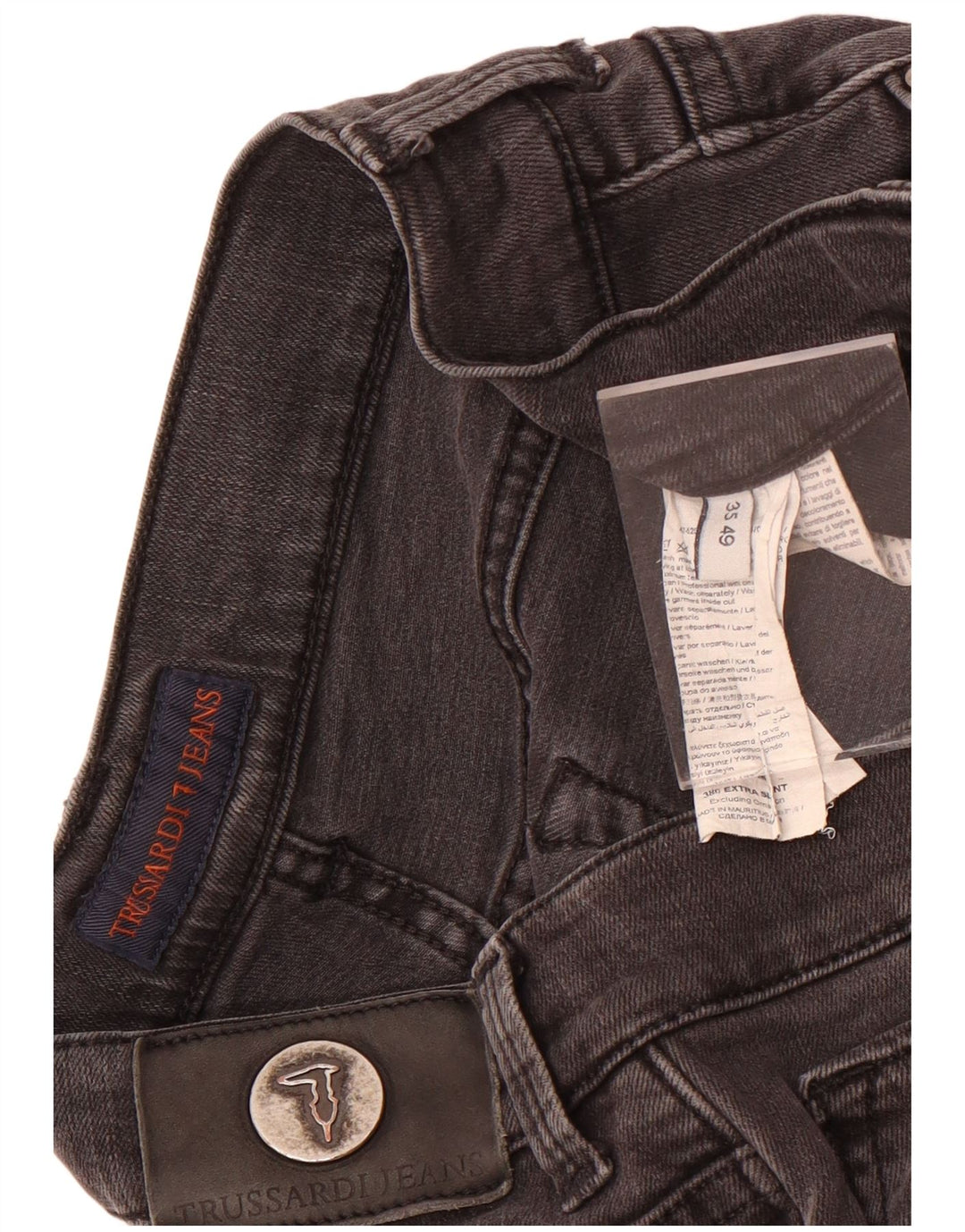 Trussardi Calça jeans reta masculina W35 L30 algodão cinza