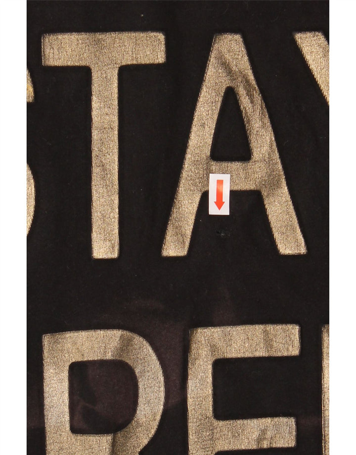 Trussardi Jeans Camiseta feminina gráfica Top UK 14 Médio Preto