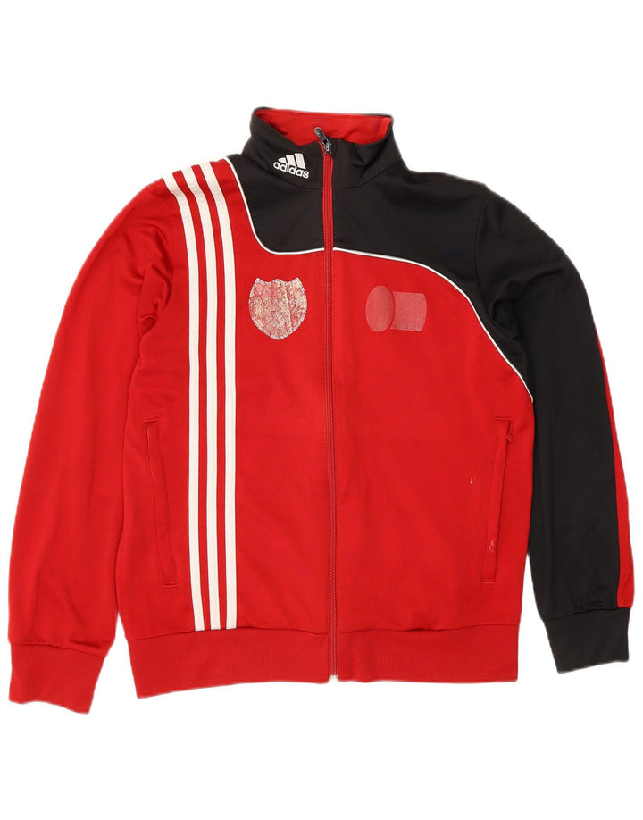 ADIDAS Meninos Tracksuit Top Jacket 13-14 Anos Vermelho Colourblock Poliéster
