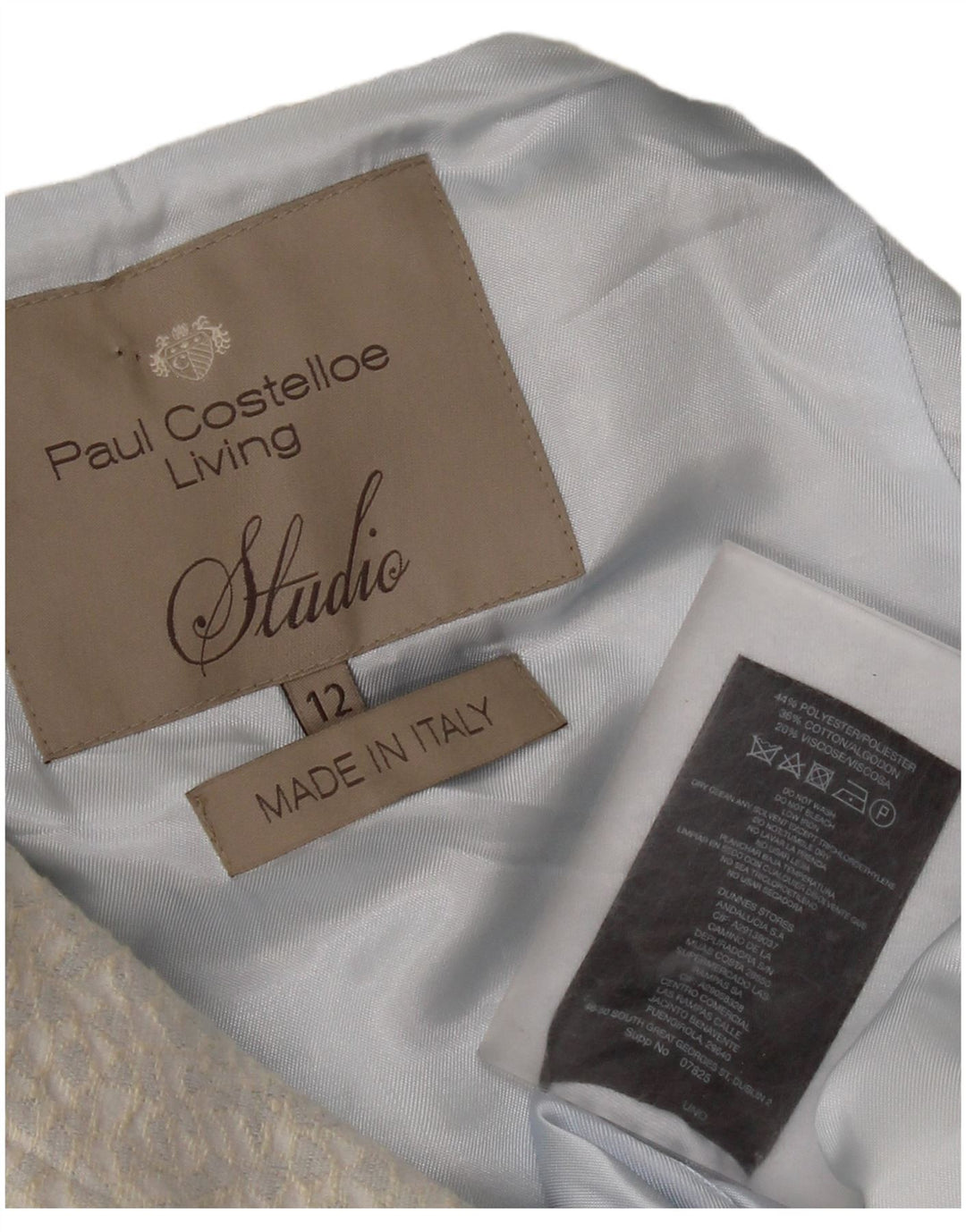 Sobretudo feminino Paul Costelloe manga 3/4 Reino Unido 12 azul médio geométrico