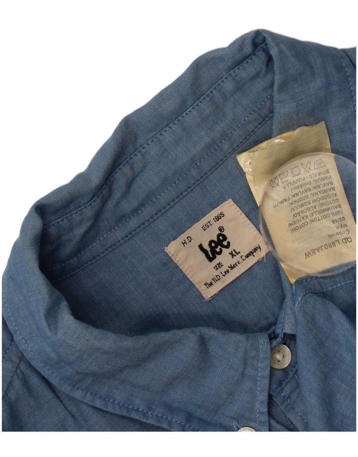 Camisa masculina Lee XL azul algodão
