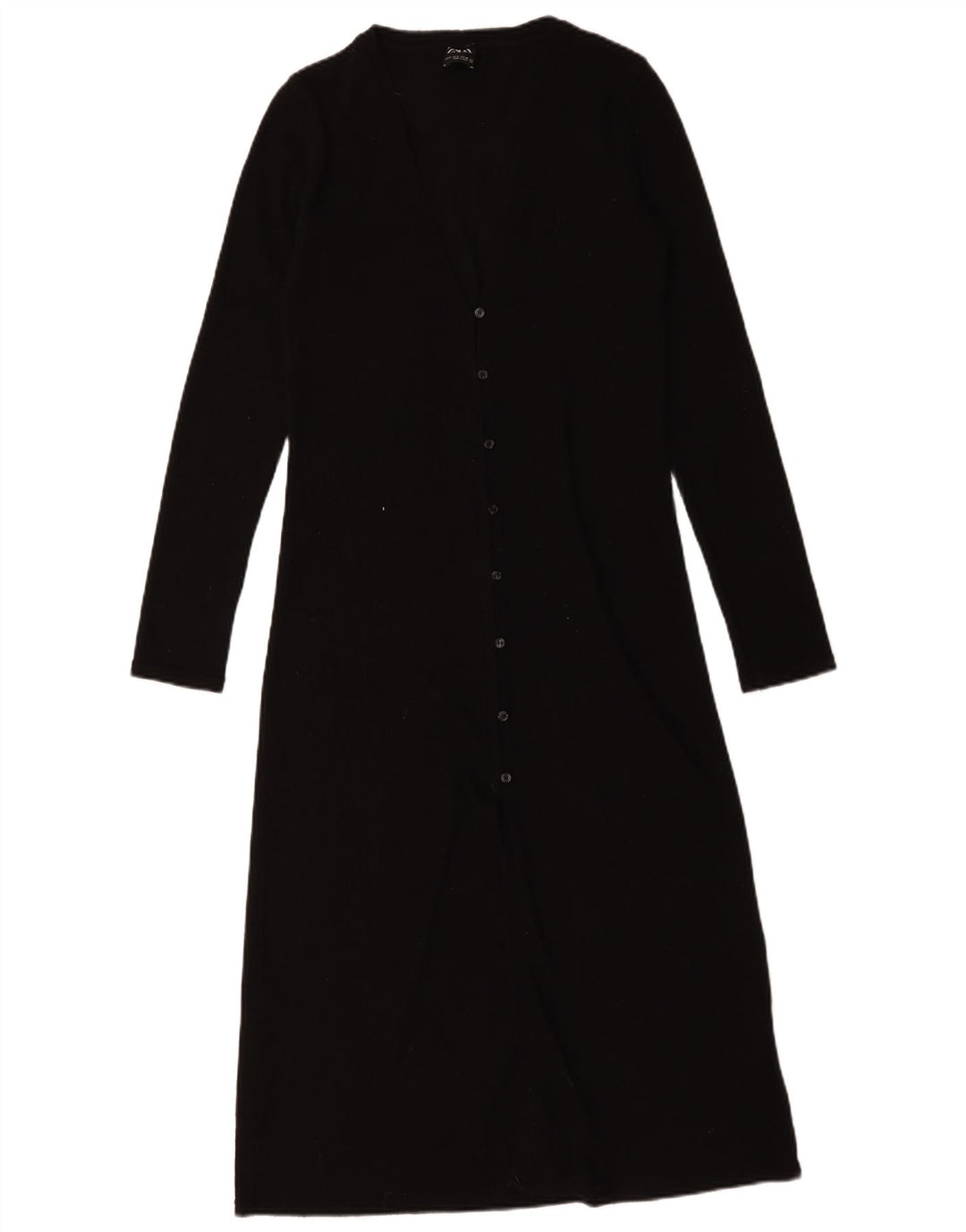 Suéter cardigã feminino Zara Longline UK 10 pequeno poliéster preto