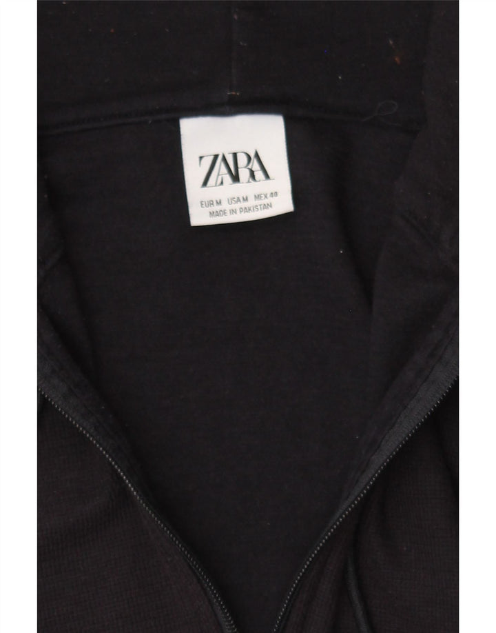 ZARA Mens Zip Hoodie Sweater Medium Navy Blue Polyester Vintage Zara and Second-Hand Zara from Messina Hembry 