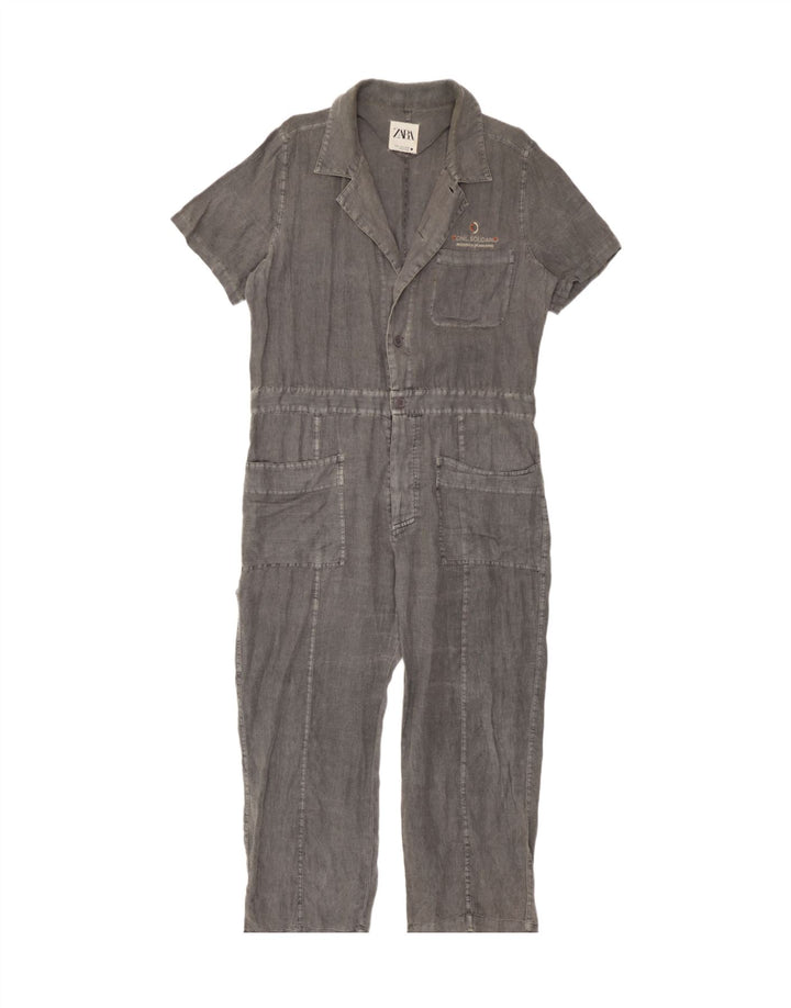 Macacão feminino Zara Oversized UK 14 linho cinza médio