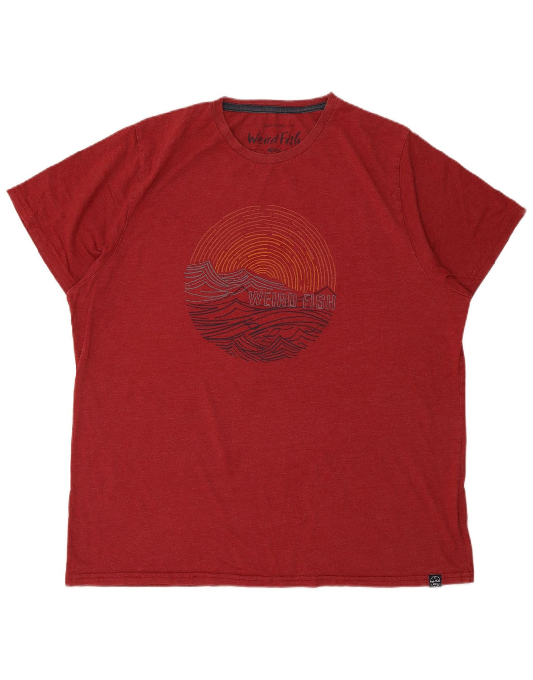 Camiseta gráfica masculina WEIRD FISH Top 2XL algodão vermelho