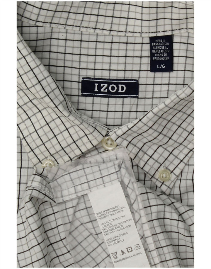 Camisa masculina IZOD grande algodão xadrez branco