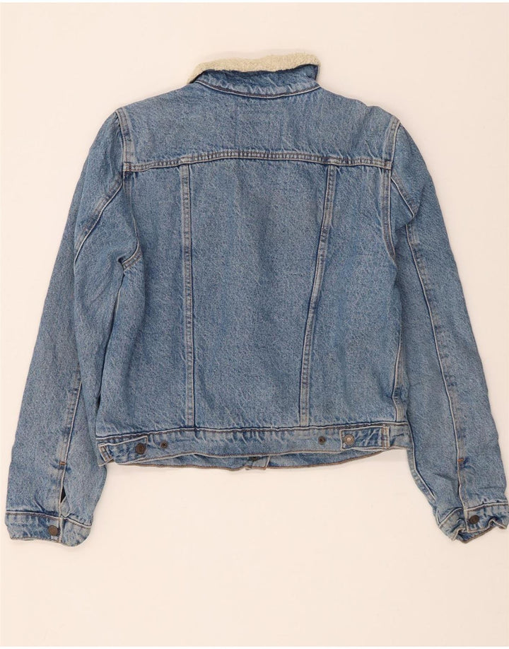 Jaqueta jeans feminina Levi's Sherpa Reino Unido 14 grande algodão azul