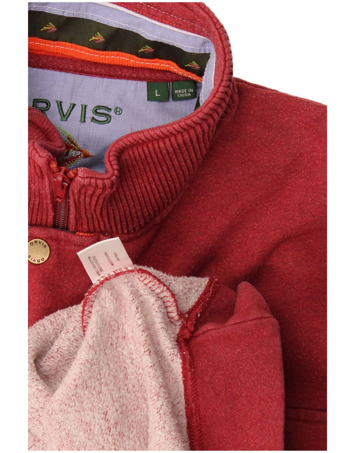 Suéter masculino Orvis com zíper e gola grande de algodão cor de vinho