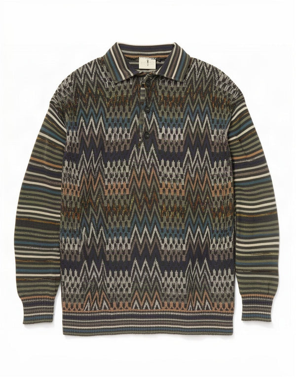 Suéter masculino NANI BON com gola polo IT 50 médio multicolorido geométrico