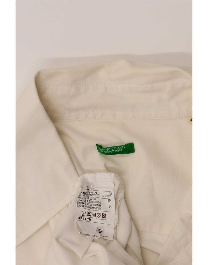 Pulôver feminino Benetton UK 10 pequeno algodão branco