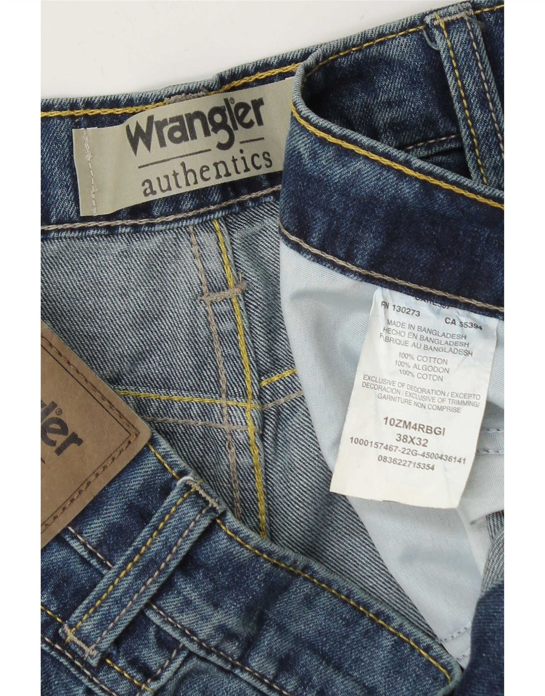 Wrangler Mens Straight Jeans W38 L32 Azul Algodão