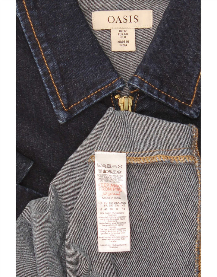 Vestido jeans feminino Oasis Reino Unido 12 algodão azul marinho médio