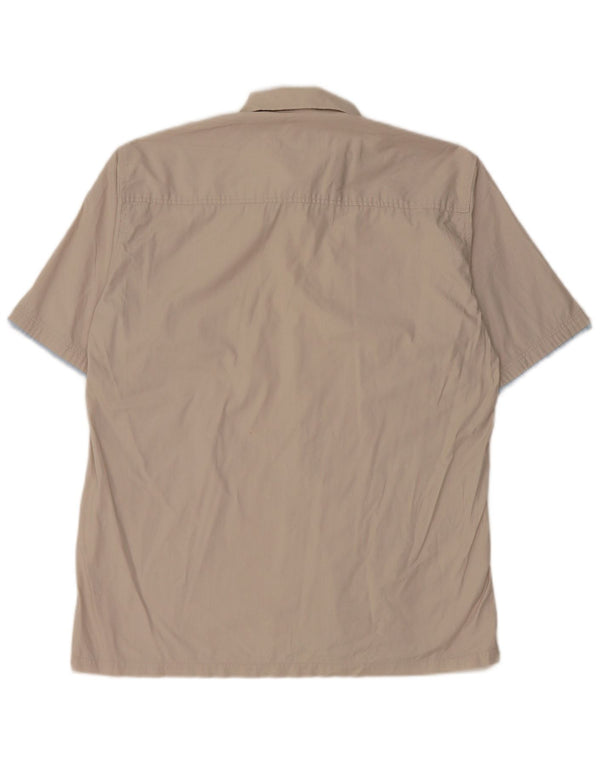 Camisa masculina Pringle de manga curta tamanho 15,5 algodão cinza médio