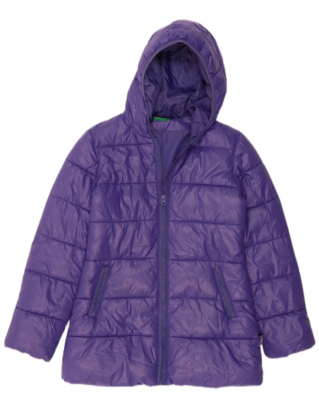 Jaqueta acolchoada com capuz para meninas BENETTON 11-12 anos 2XL poliéster roxo