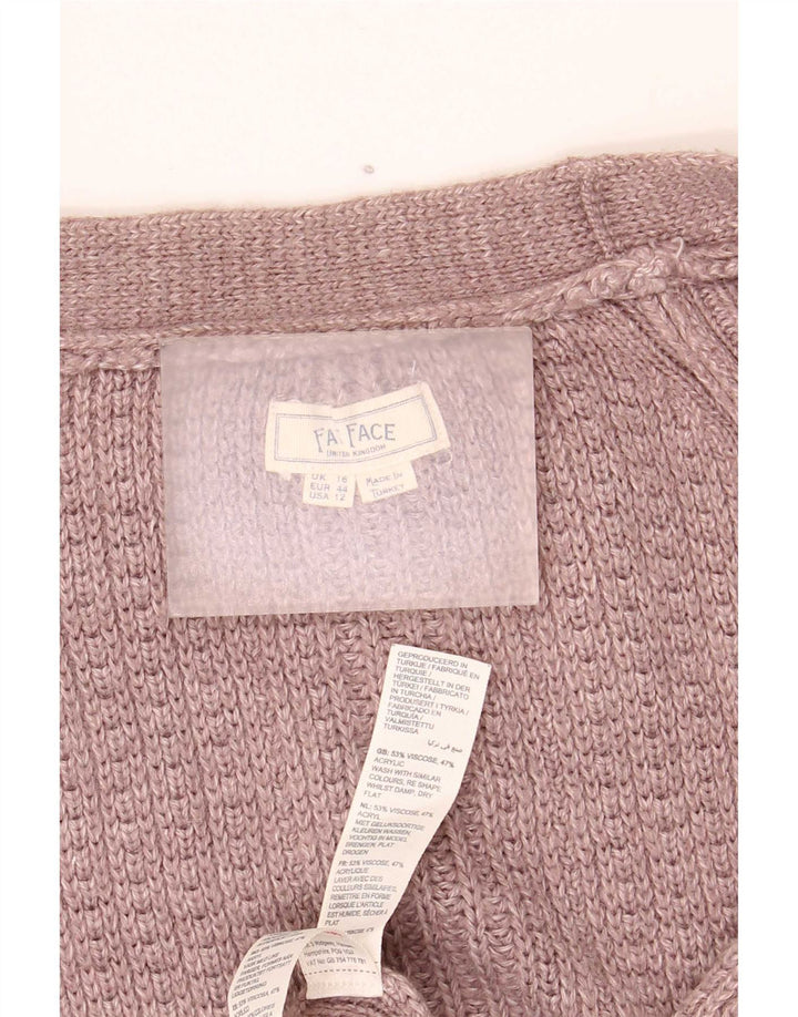 Suéter de cardigã aberto grande feminino Fat Face Reino Unido 16 grande viscose marrom