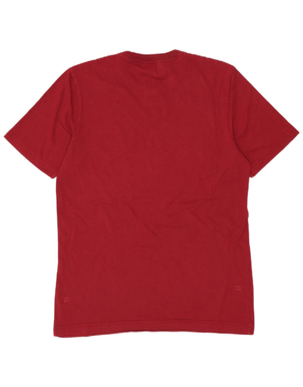 Adidas Mens T-Shirt Top Pequeno Algodão Borgonha