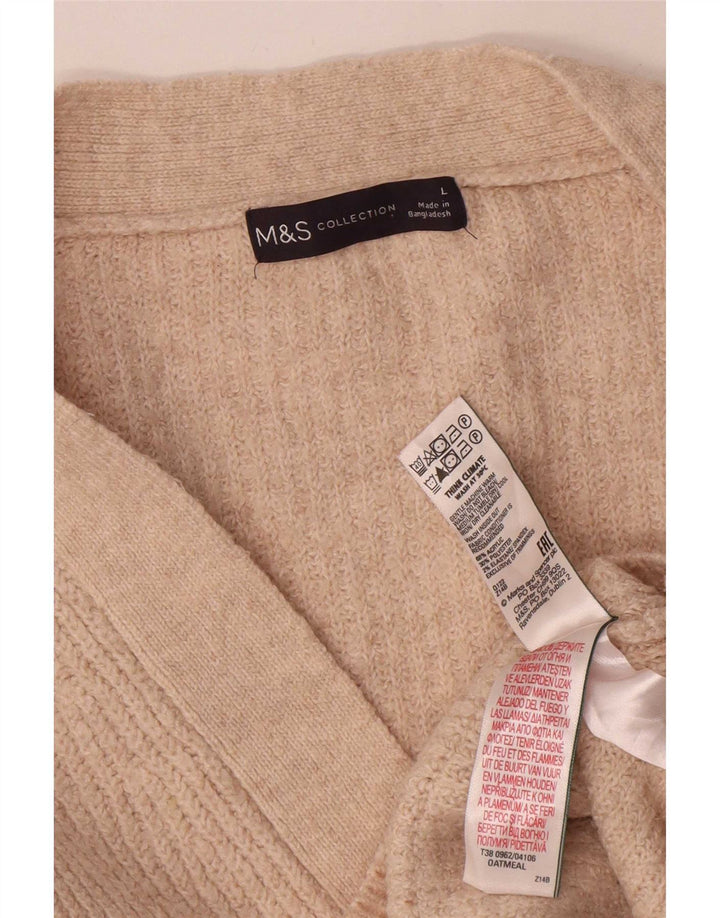 Suéter cardigã feminino grande Marks & Spencer Reino Unido 16 grande bege acrílico