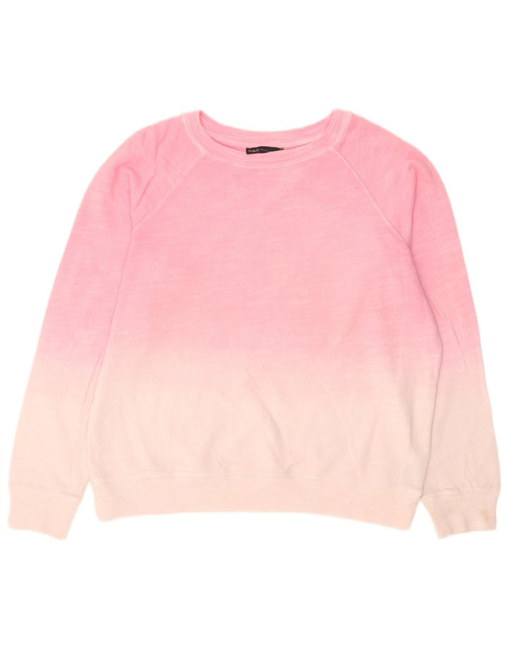 Suéter feminino Marks & Spencer UK 14 grande bloco colorido rosa