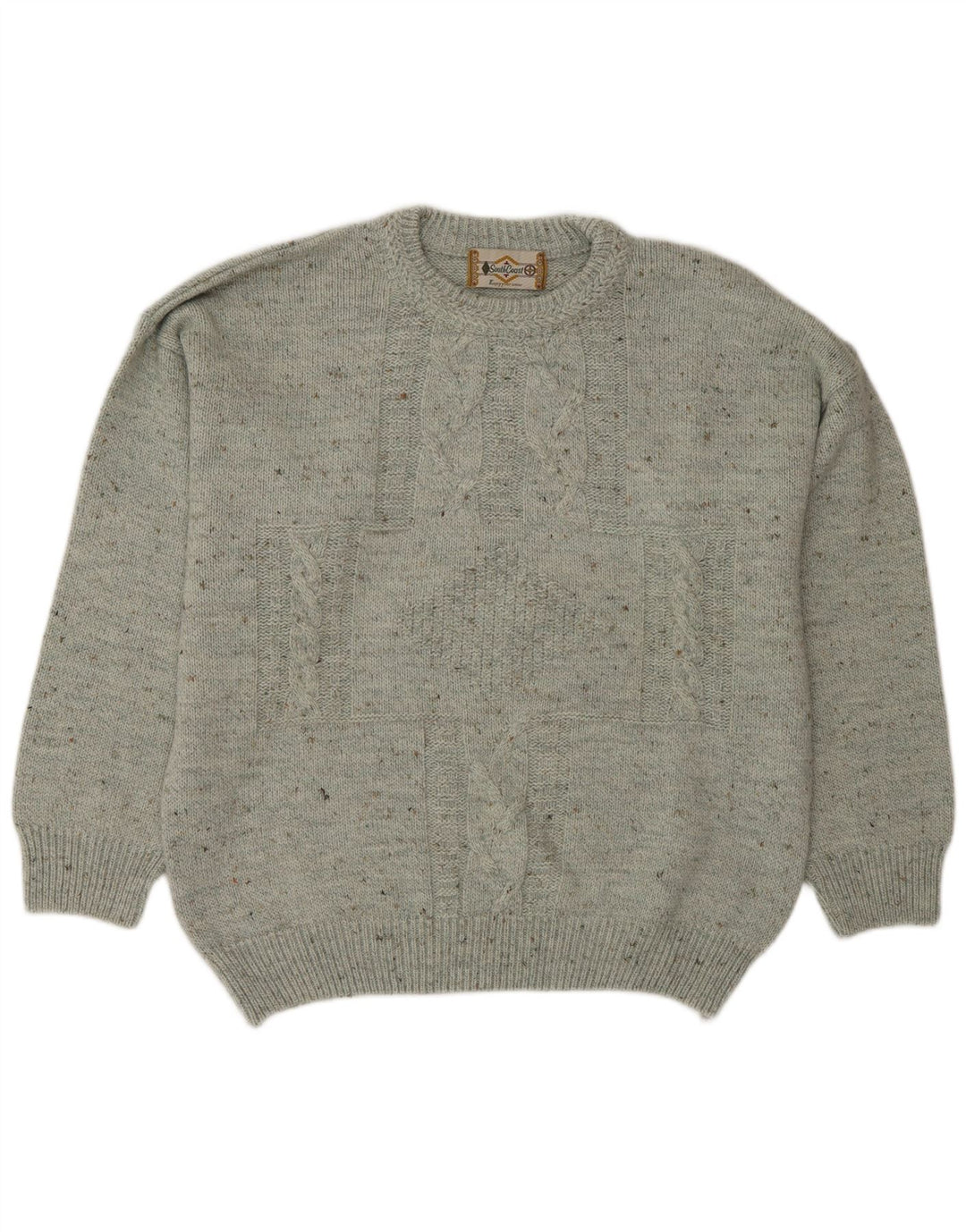Suéter masculino South Coast com gola redonda IT 52 grande cinza manchado