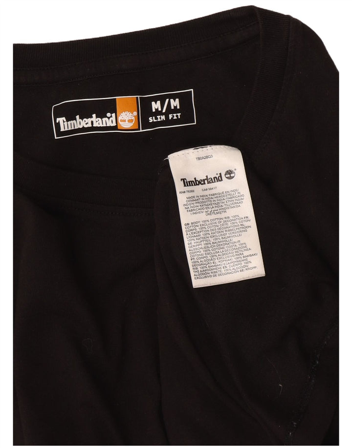 Timberland Mens Slim Fit Top Manga Longa Médio Algodão Preto