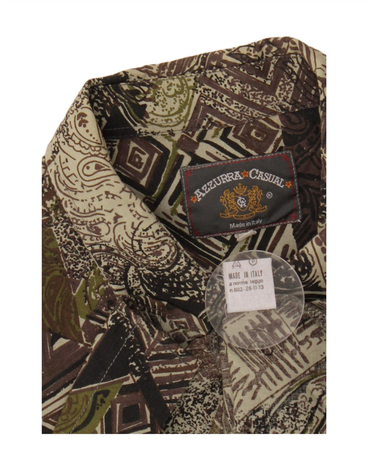 Camisa masculina Azzurra com estampa abstrata grande viscose verde