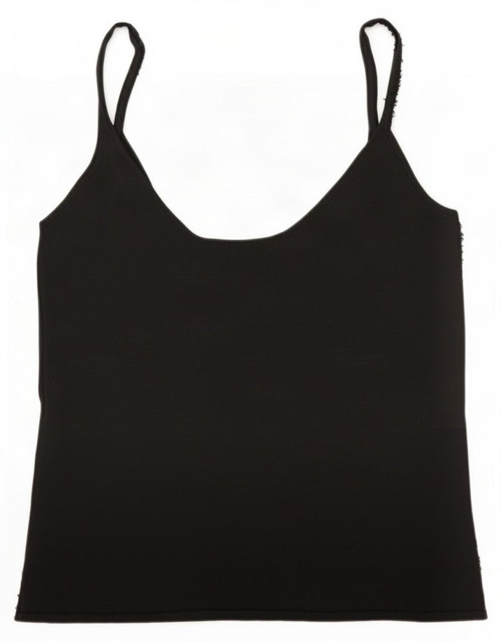 Zara Womens Cami Top Reino Unido 14 Grande Rayon Preto
