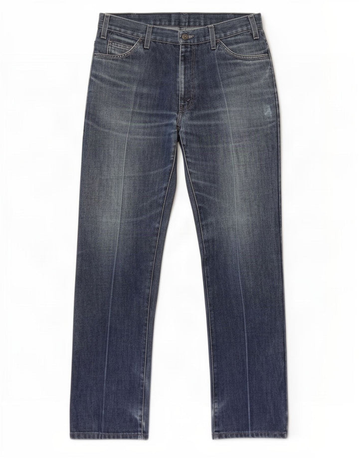 Calça jeans reta masculina Levi's desgastada W33 L34 azul algodão