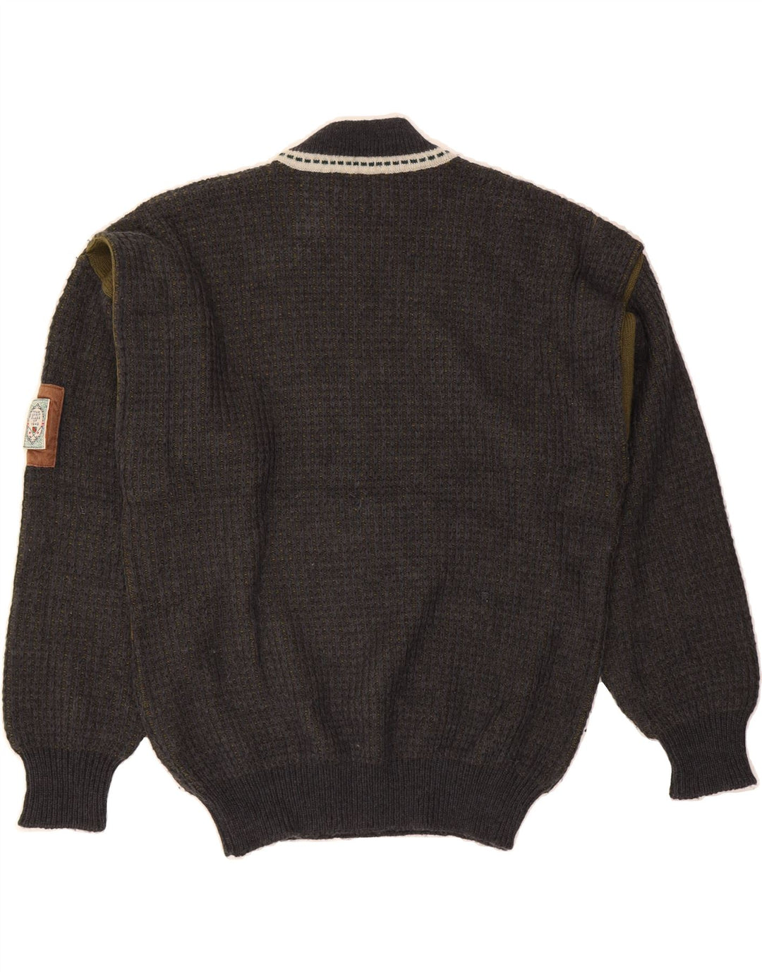 Suéter masculino VINTAGE com gola tartaruga IT 50 bloco colorido médio azul marinho