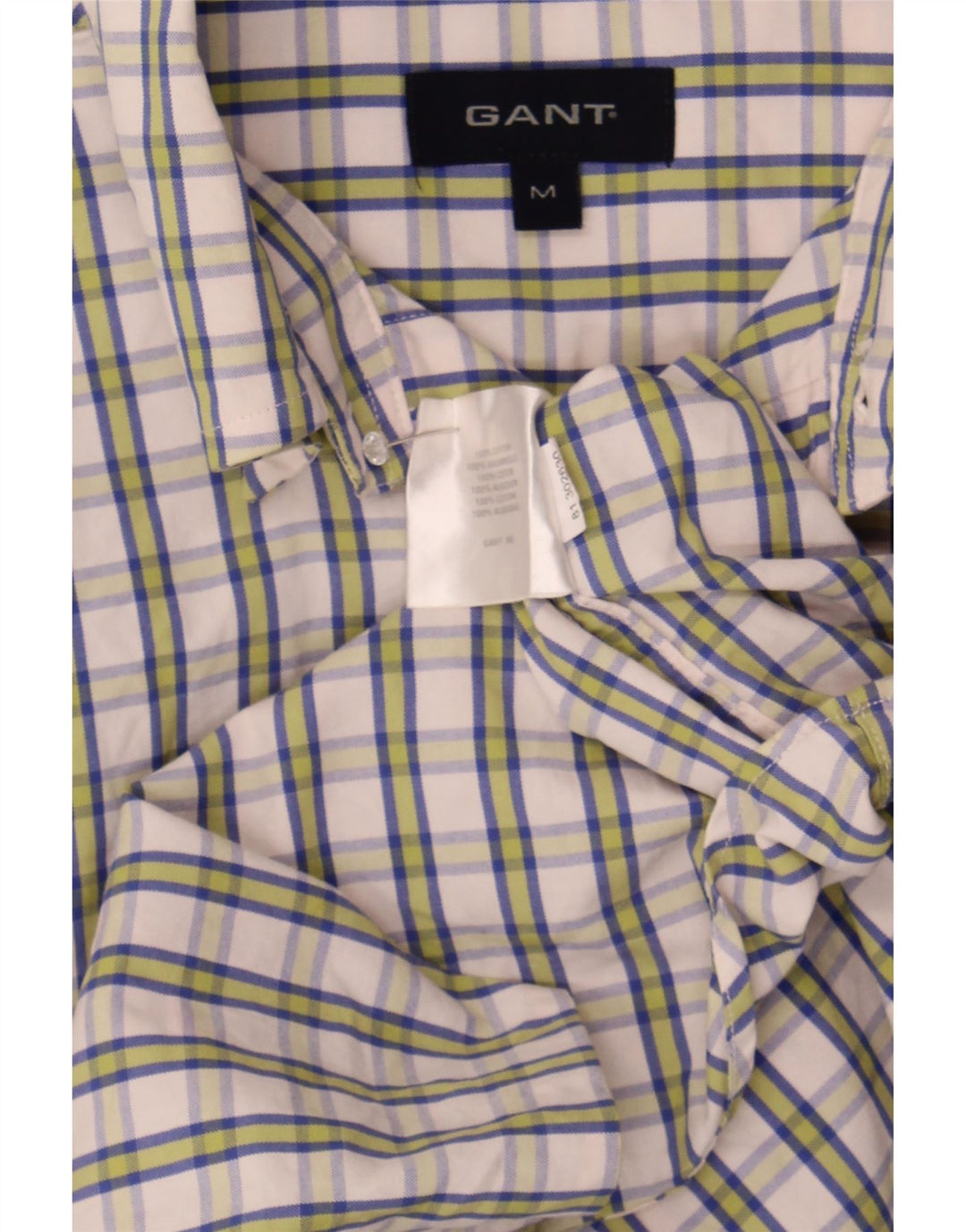 Camisa masculina GANT de algodão xadrez branco médio