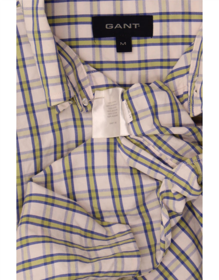 Camisa masculina GANT de algodão xadrez branco médio