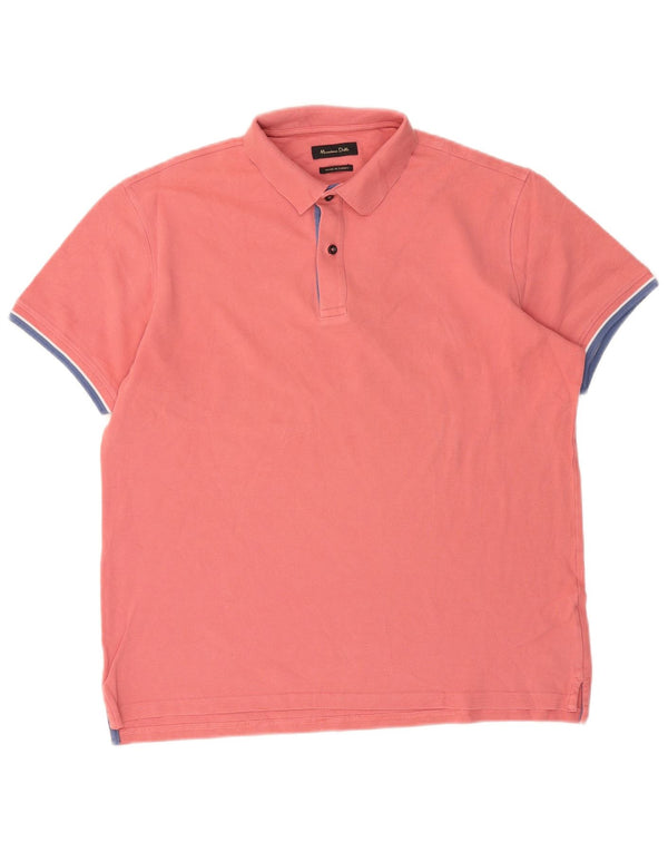 Massimo Dutti Mens Polo Shirt XL Pink Cotton
