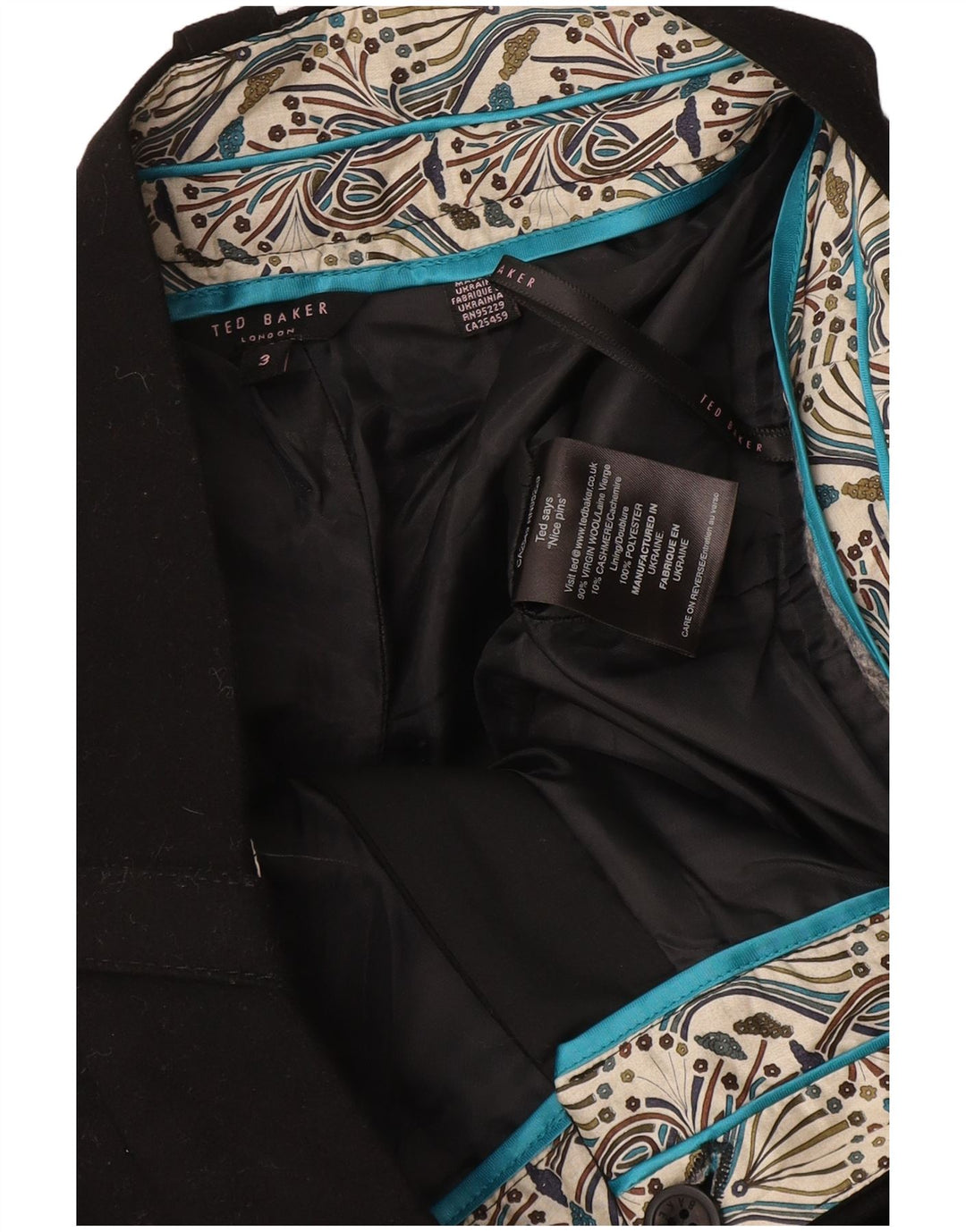Shorts feminino casual Ted Baker tamanho 3 médio W34 poliéster preto