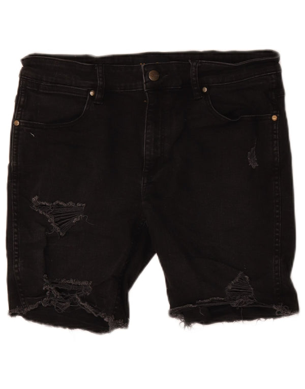 Wrangler Shorts jeans feminino desgastado W32 grande preto