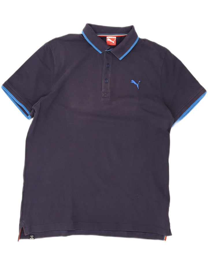 PUMA Mens Polo Shirt XL Navy Blue Cotton Vintage Puma and Second-Hand Puma from Messina Hembry 