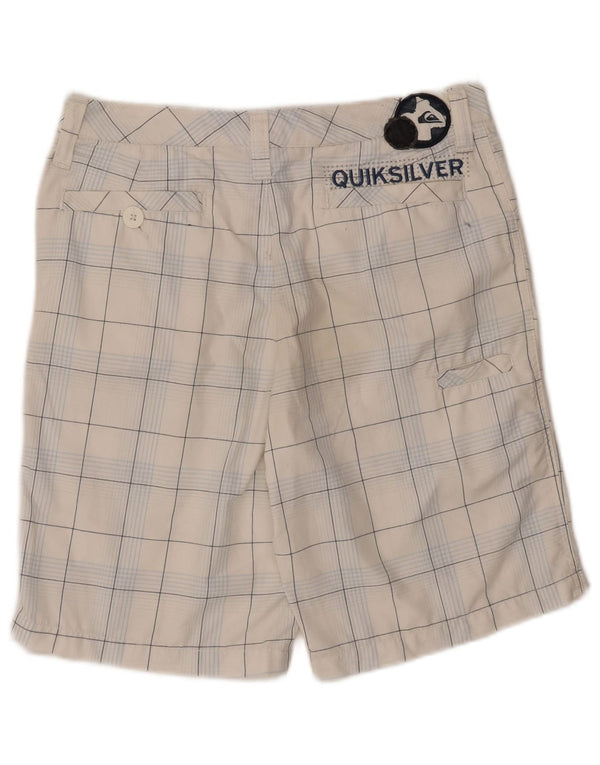 Shorts casuais gráficos masculinos QUIKSILVER W30 poliéster xadrez médio branco
