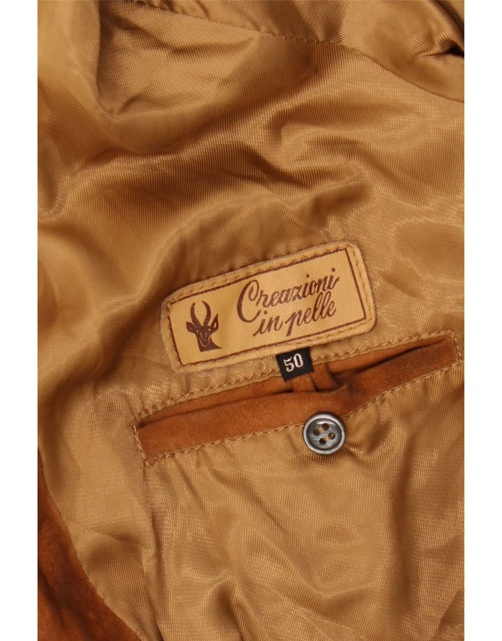 Jaqueta bomber masculina VINTAGE de camurça IT 50 grande couro bege