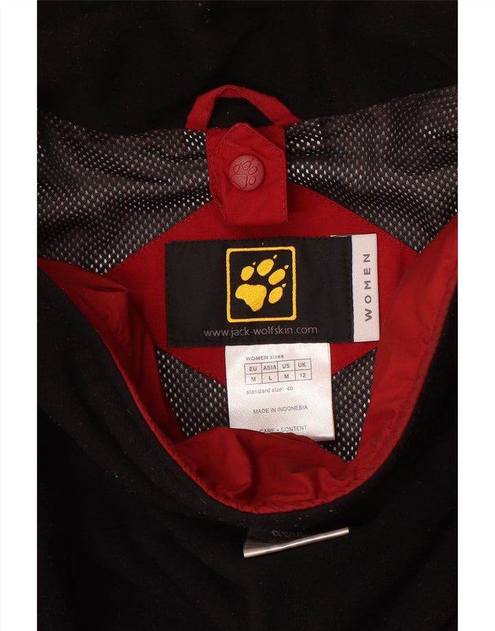 Jaqueta corta-vento feminina com capuz Jack Wolfskin Reino Unido 12 poliamida vermelha média