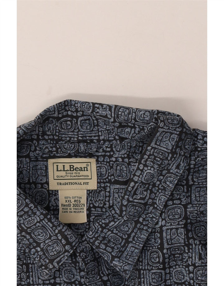 L.L.Bean Camisa masculina de manga curta com ajuste tradicional 2XL azul geométrica