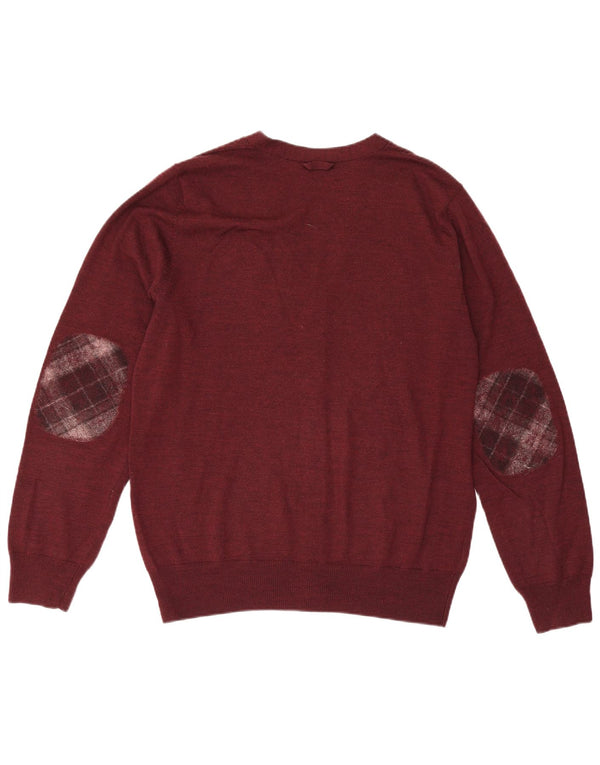 Suéter cardigã masculino Fred Perry médio lã cor de vinho