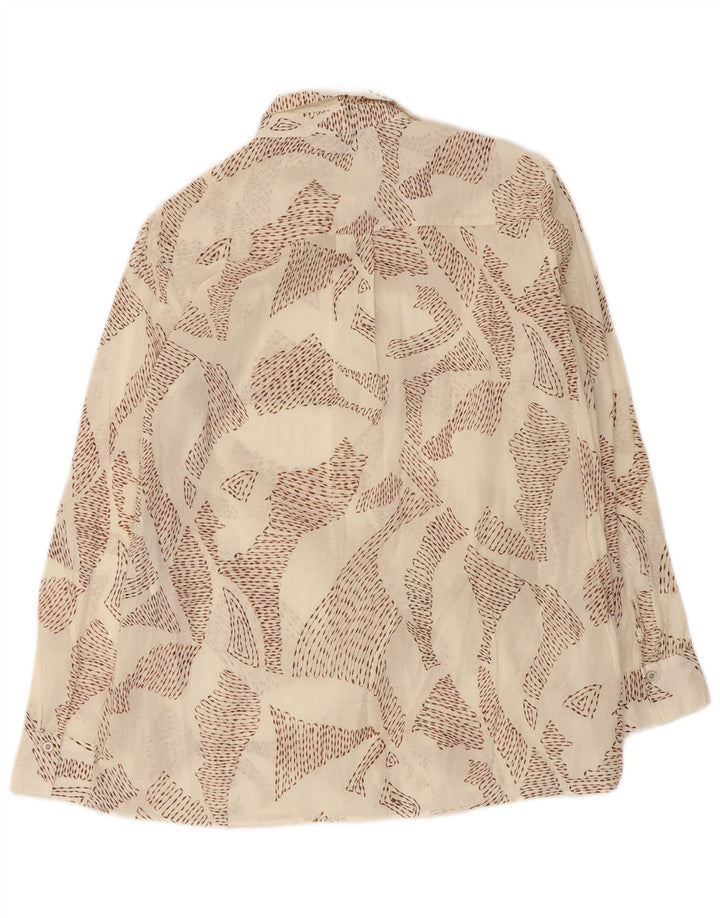Camisa feminina Massimo Dutti com padrão abstrato UE 38 pequeno algodão branco