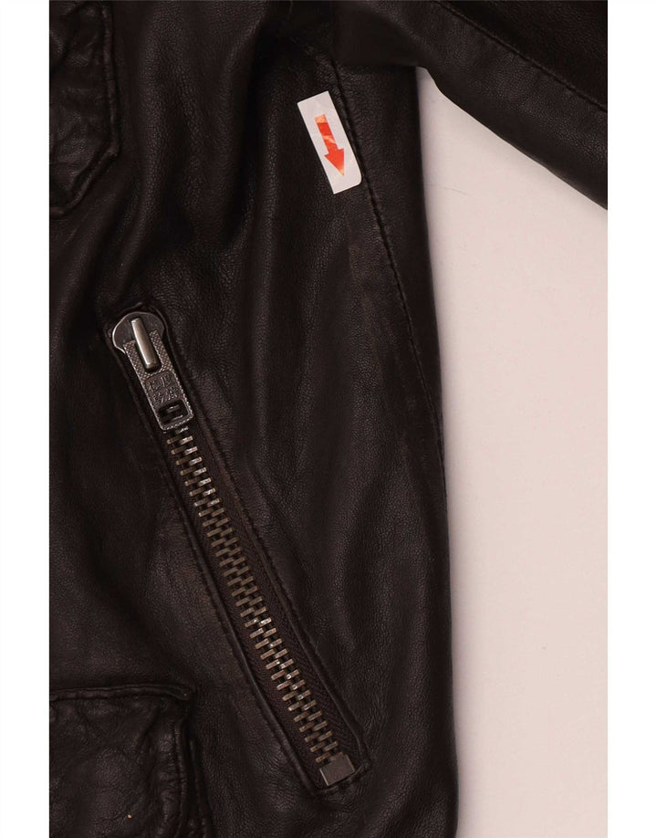 Jaqueta de couro militar masculina Superdry UK 42 XL marrom